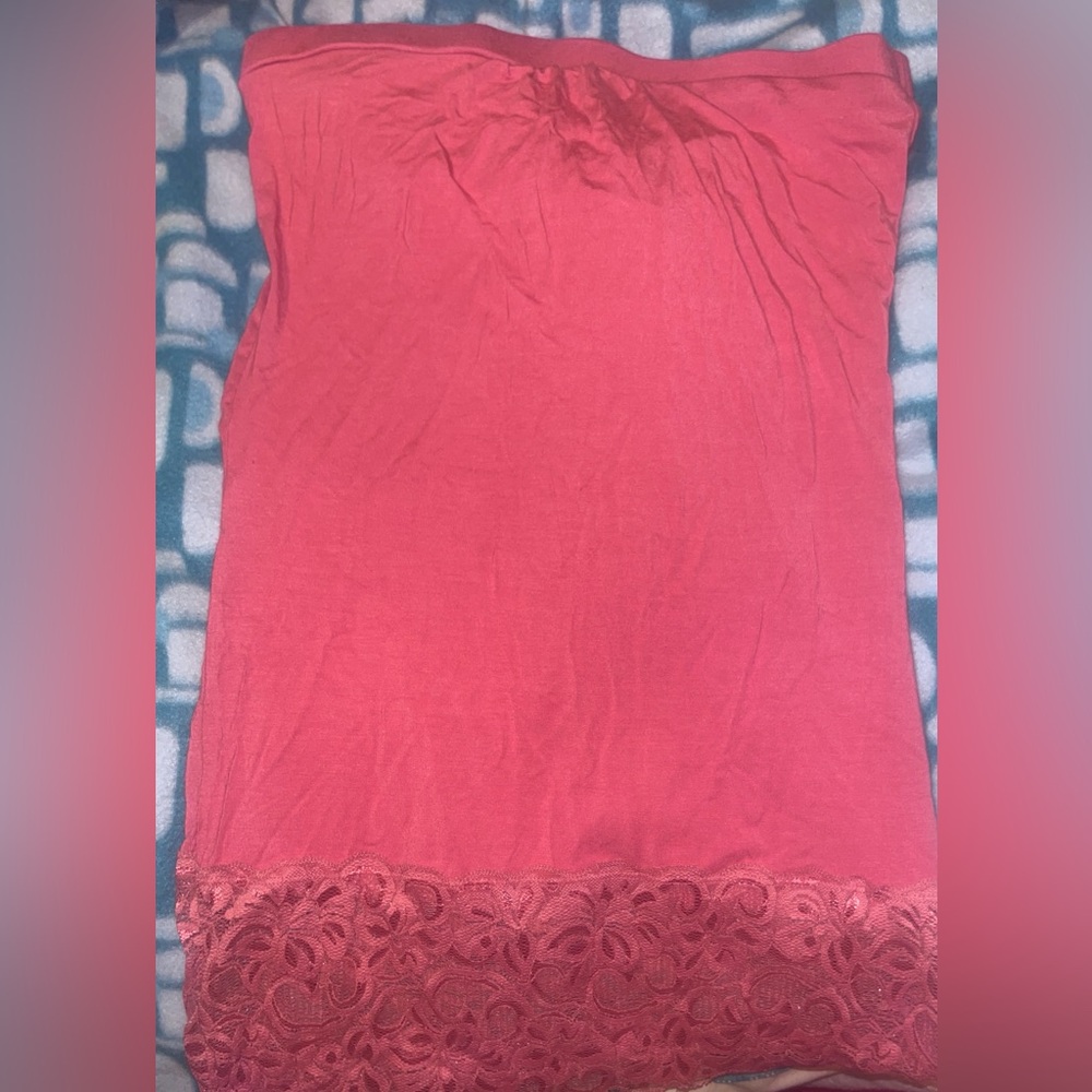 Coral Lace Trim Halter Top